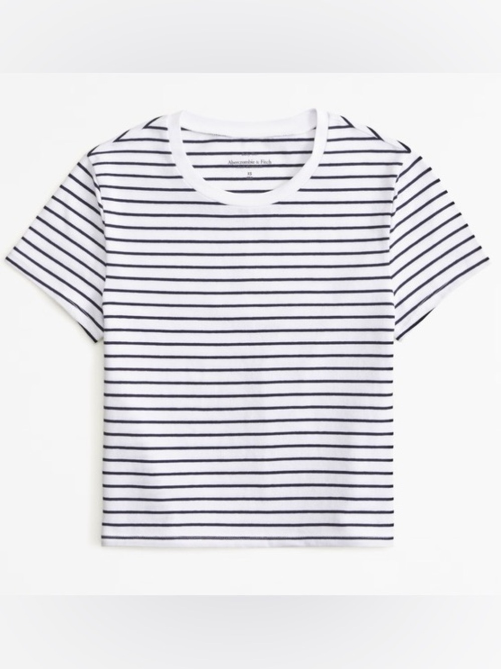 Abercrombie & Fitch Essentials Black and White Striped Baby Tee Size Medium